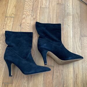 Vince Camuto Bristol Suede Slouchy Heeled Boots 10 Ankle Edgy Sleek